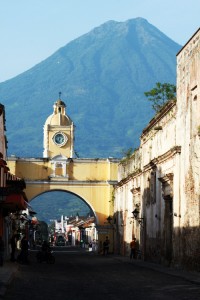 Antigua Guatemala with Volcan de Agua volcano in the background