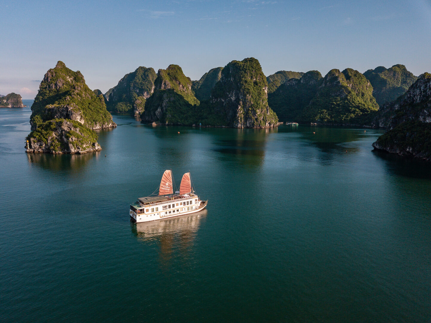 Small Ship & Yacht Cruises: Violet ship cruising in Halong Bay, Vietnam