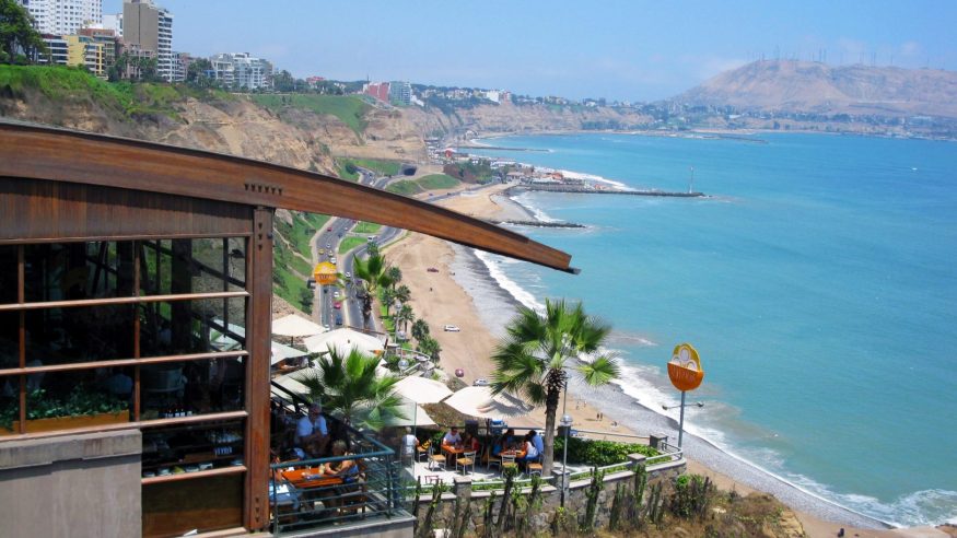 Restaurant on the cliff overlooking Lima's coastline