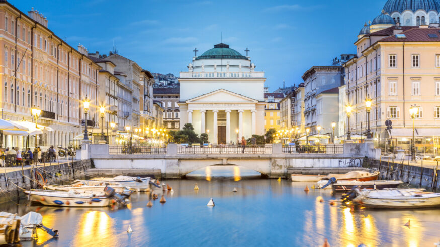 Saint Antonio Church at the end of Canal Grande, Trieste, Italy, Europe