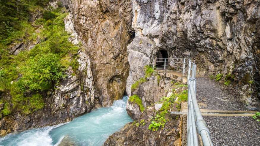 Rosenlaui glacier gorge in the Reichenbachtal valley in Switzerland