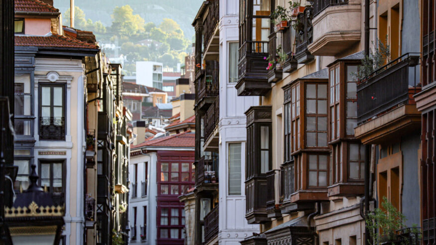 Picturesque apartments in Bilbao streets, Spain